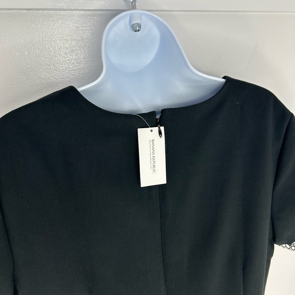 Banana Republic NWT Dress Black 10 Short Sleeve Eyelash Lace Trim Sheath Career - Picture 9 of 16